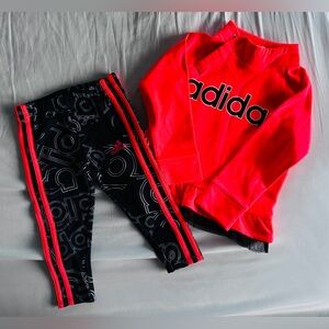 Adidas Toddler Girls Tights Leggings Track Ruffle Tracksuit Matching Set 2T